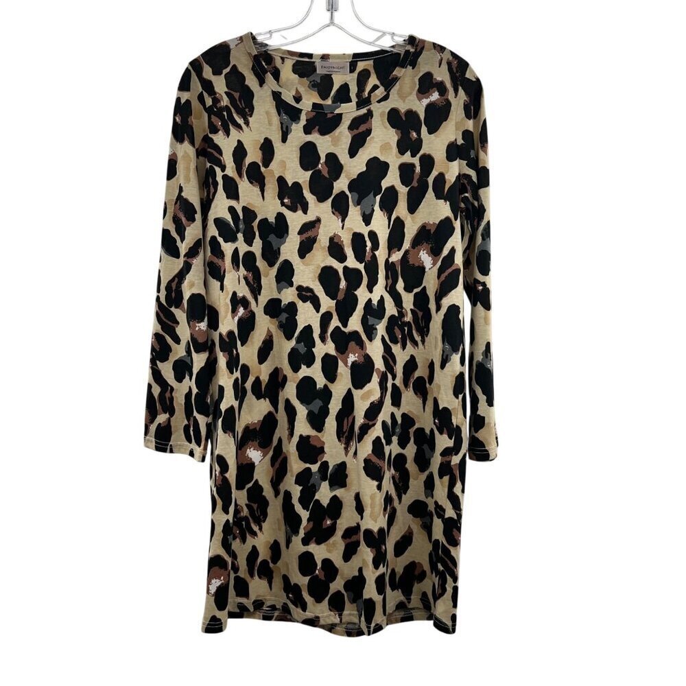 ENJOYNIGHT Women's Animal Print Nightshirt Long Sleeve Size Small